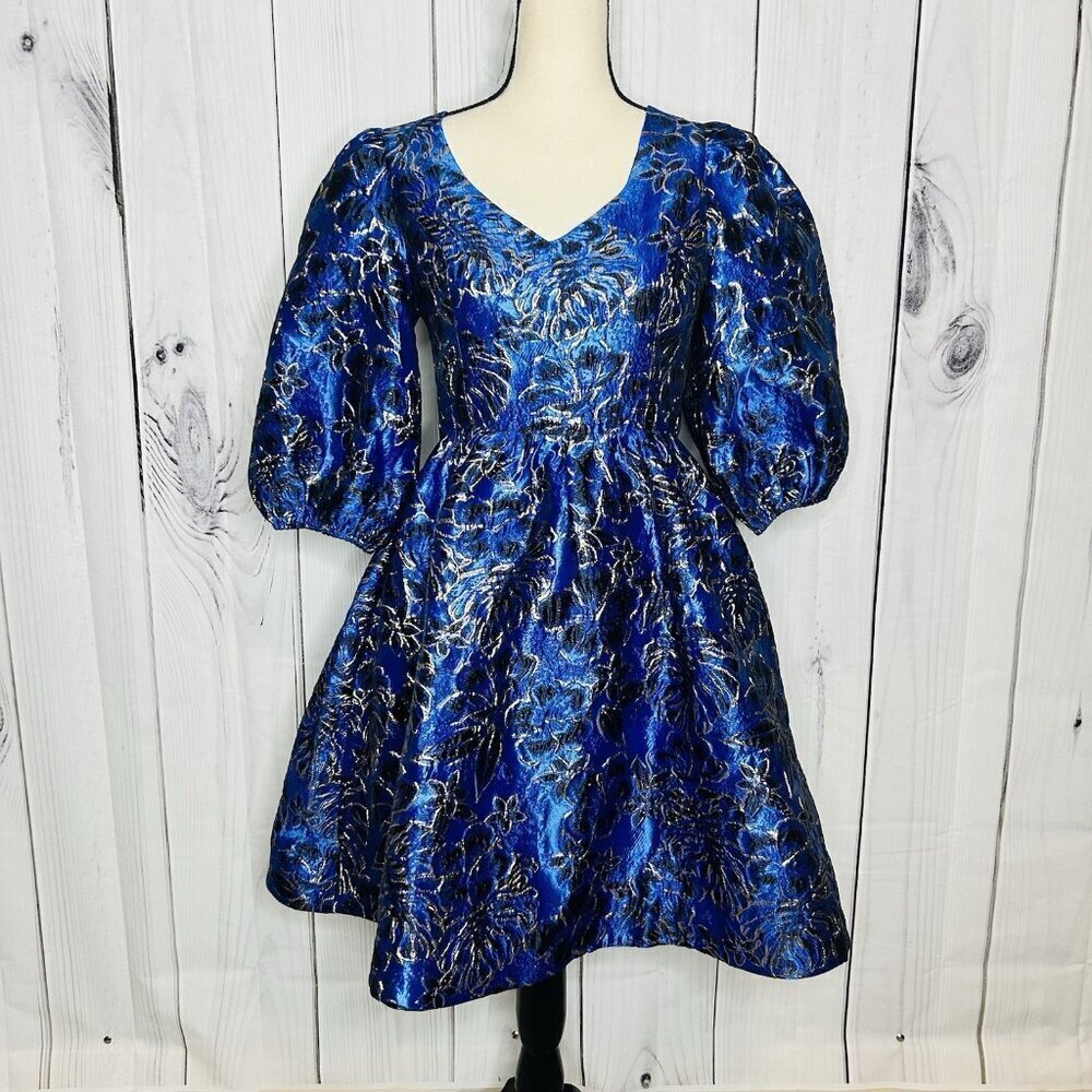 NWOT Lilly Pulitzer Calyssa Dress Blue Grotto Twilight Floral Brocade Sz 2 NEW